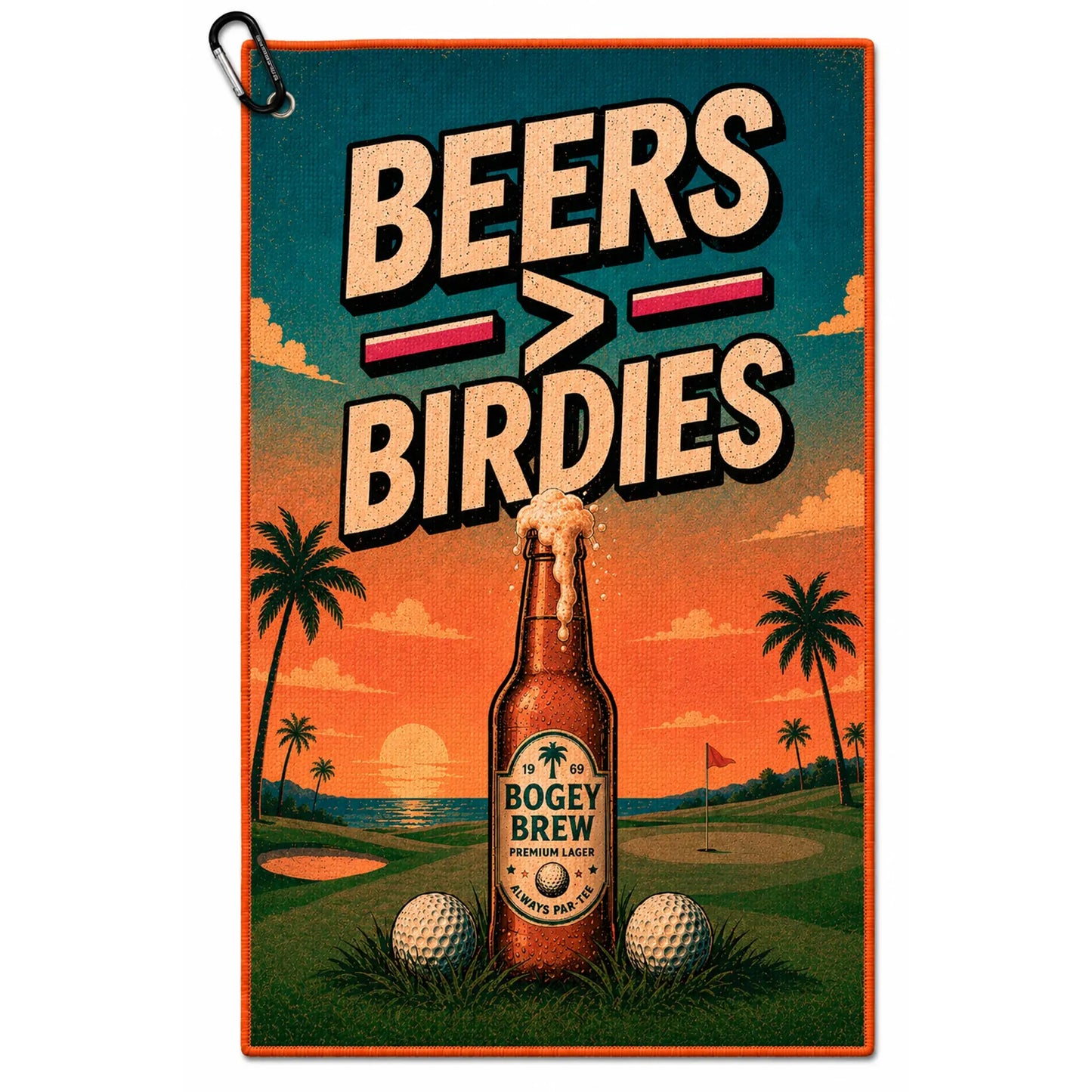 beers-over-birdies-microfiber-golf-towel-carabiner-detail