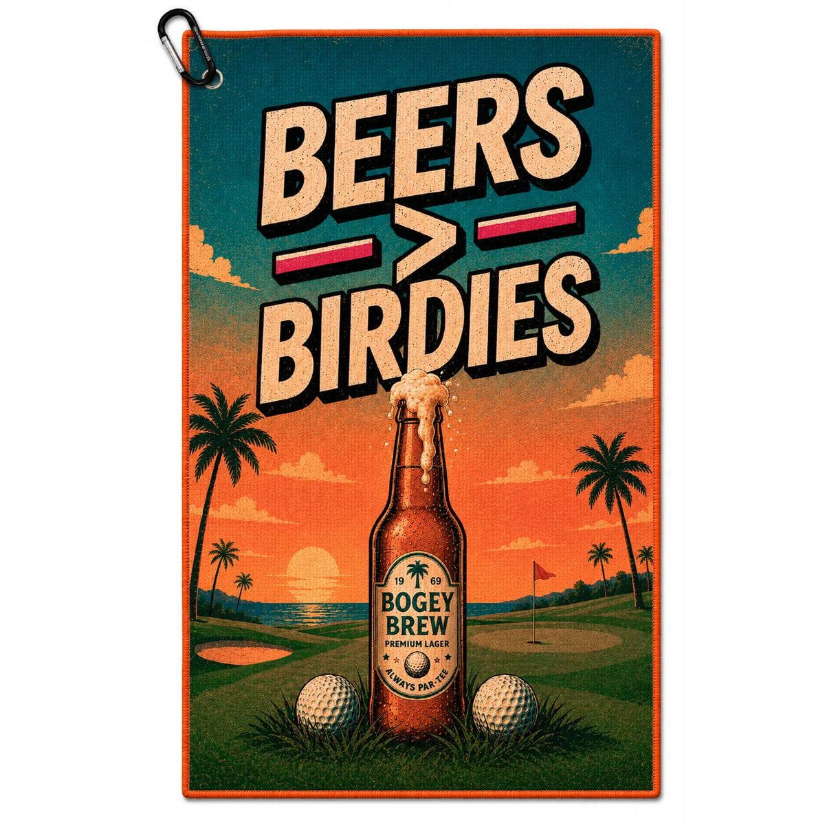 beers-over-birdies-microfiber-golf-towel-carabiner-detail