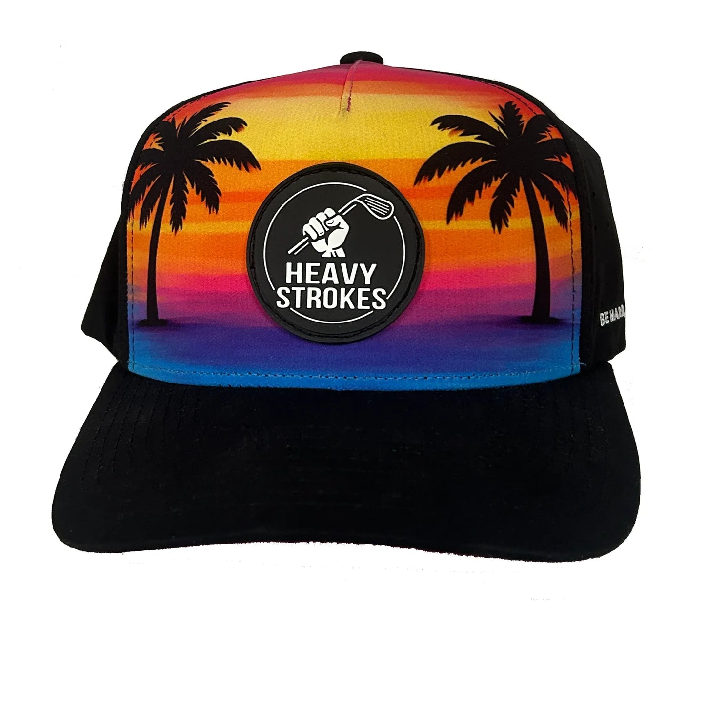 balls-in-the-palms-golf-hat-front-sunset-palm-tree-design