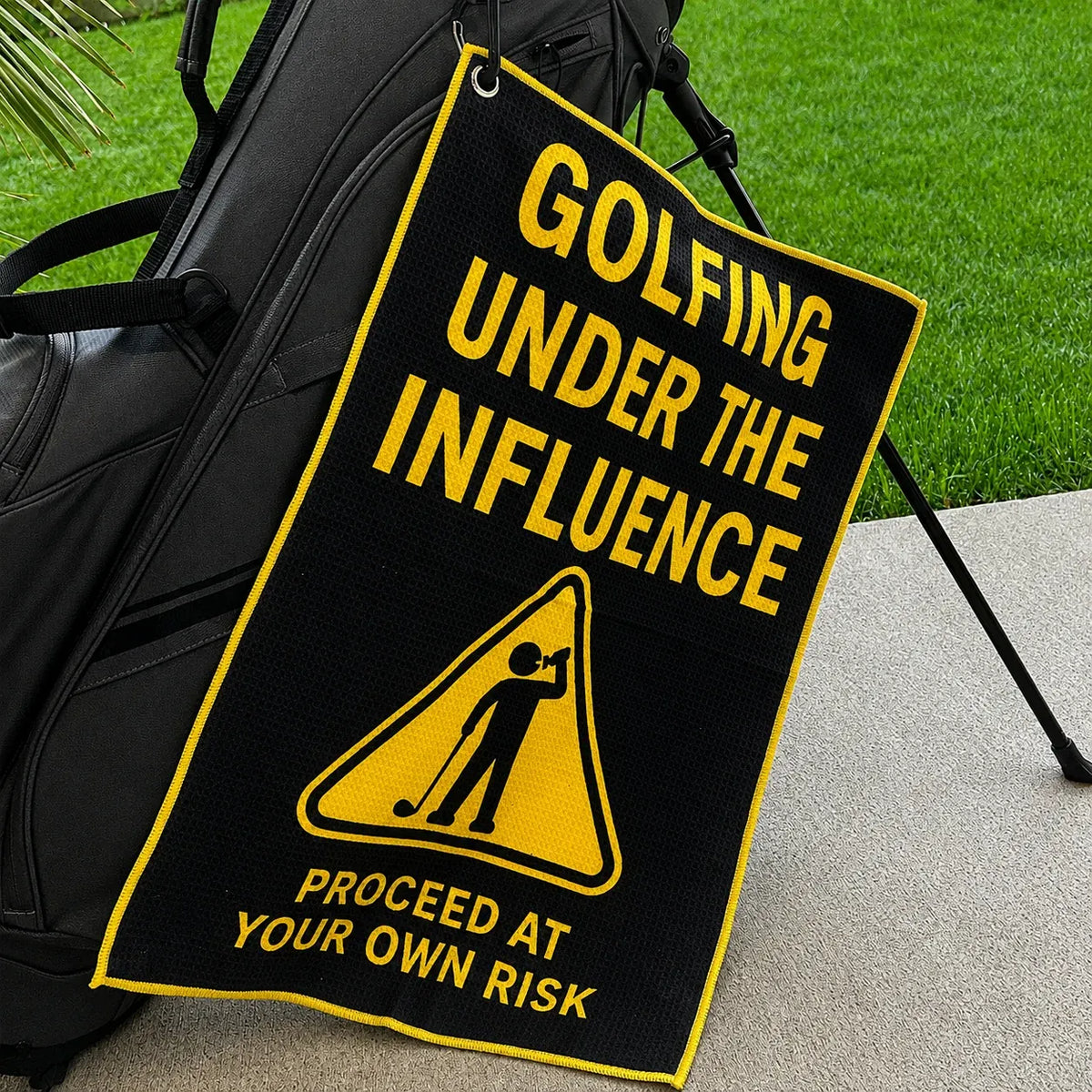 golfing-under-the-influence-funny-golf-towel-carabiner-clip