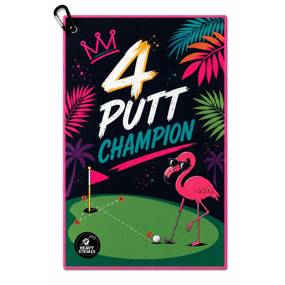4-putt-champion-golf-towel-retro-miami-flamingo-design